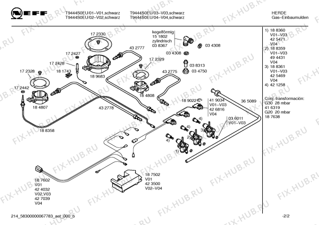 Схема №2 T9444S0EU Neff с изображением Решетка для электропечи Bosch 00435644