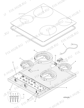 Схема №1 NRB640CAUS (F083901) с изображением Керамическая поверхность для плиты (духовки) Indesit C00306755