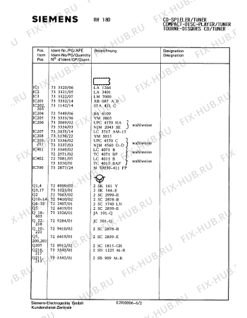 Схема №4 RH180 с изображением Транзистор для аудиоаппаратуры Siemens 00733343