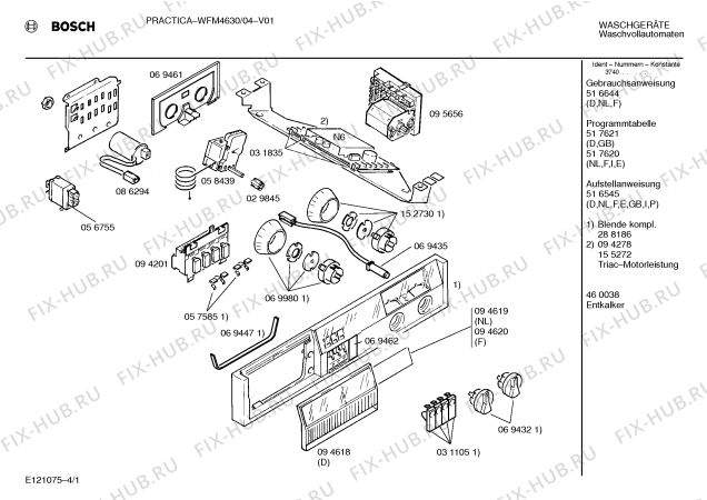 Схема №2 WFM4630 с изображением Панель управления для стиралки Bosch 00288186
