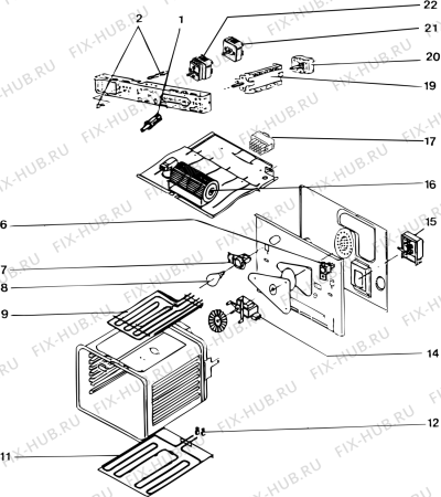Взрыв-схема плиты (духовки) SCHOLTES FC104CFAN (F007627) - Схема узла
