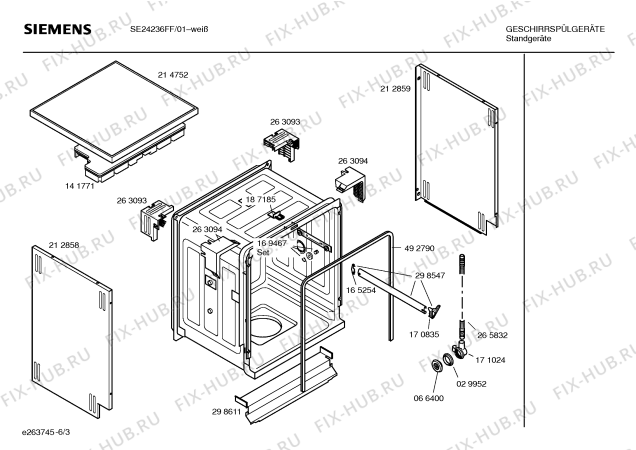 Схема №5 SE25A236FF с изображением Панель управления для посудомойки Siemens 00433852