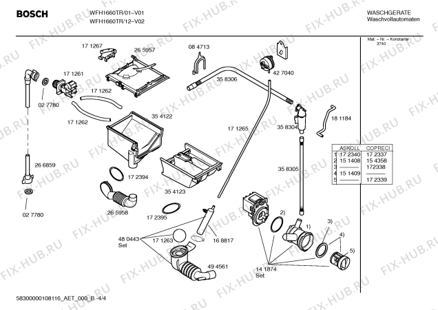 Схема №2 WFH1660TR Maxx WFH 1660 с изображением Панель управления для стиральной машины Bosch 00443826