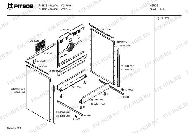 Взрыв-схема плиты (духовки) Pitsos P1HCB45440 - Схема узла 02