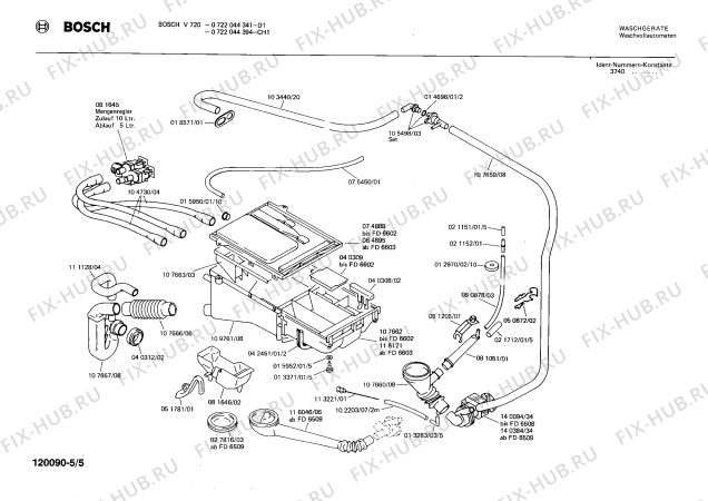 Взрыв-схема стиральной машины Bosch 0722044341 V720 - Схема узла 05