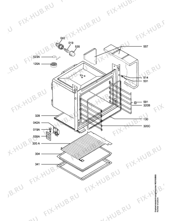 Взрыв-схема плиты (духовки) Electrolux EON6630X  ELUX EURO - Схема узла Oven
