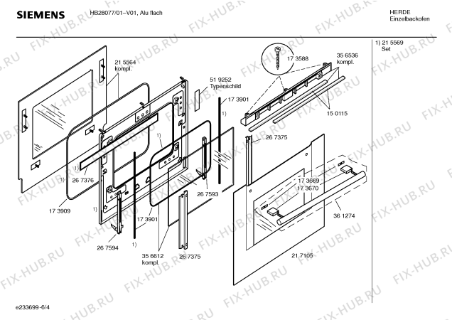 Схема №5 HB28077 с изображением Инструкция по эксплуатации для плиты (духовки) Siemens 00528660