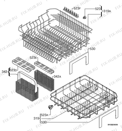 Взрыв-схема посудомоечной машины Rex Electrolux TP06NE - Схема узла Basket 160