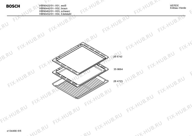 Схема №4 HBN6422 с изображением Инструкция по эксплуатации для плиты (духовки) Bosch 00582530