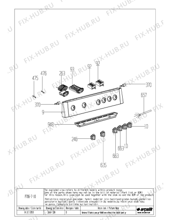 Взрыв-схема плиты (духовки) Beko CSE 64320 DS (7757287850) - BARBAROS FS WITHOUT TIMER 2G+2E CONTROL PANEL GR EXPLODED VIEW