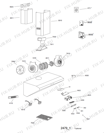 Схема №1 20821844660266052900 с изображением Другое для вытяжки Whirlpool 480122100623