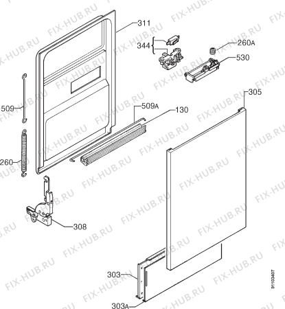 Взрыв-схема посудомоечной машины Elektro Helios DI520-6 - Схема узла Door 003