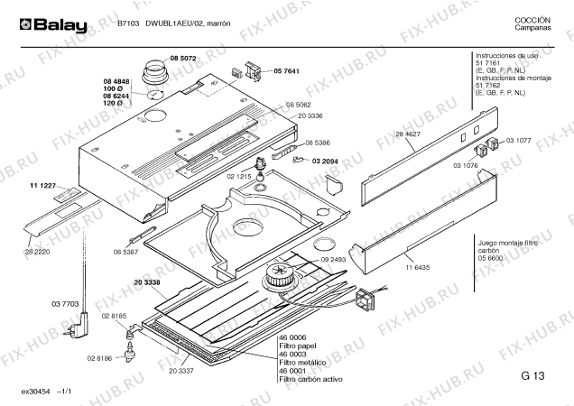 Схема №1 DWUBL1AEU B7103 с изображением Панель для вытяжки Bosch 00284627