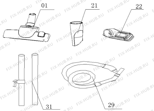 Взрыв-схема пылесоса Electrolux Z3318 - Схема узла Accessories
