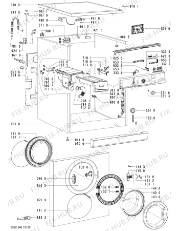 Схема №1 AWO/D 7113 WP с изображением Блок управления для стиралки Whirlpool 480111104345