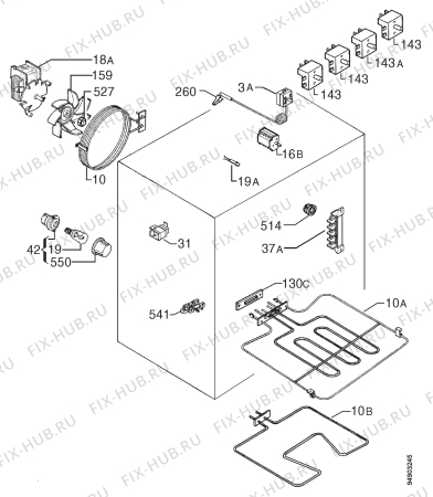 Взрыв-схема плиты (духовки) Privileg 155665 3 - Схема узла Electrical equipment 268