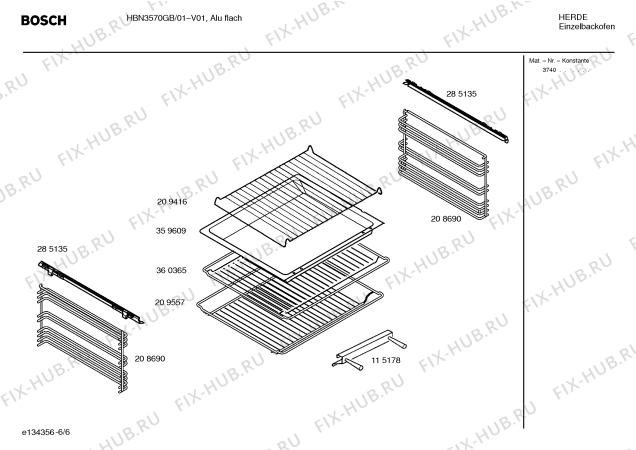 Схема №6 HBN3520GB с изображением Инструкция по эксплуатации для плиты (духовки) Bosch 00580857