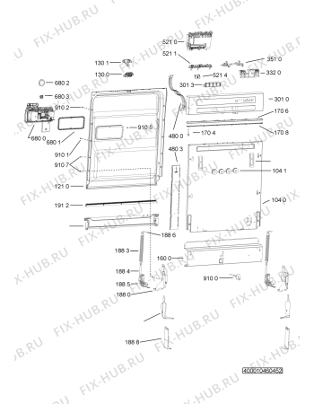 Схема №4 ADG 7530 AV с изображением Обшивка для посудомоечной машины Whirlpool 480140103116