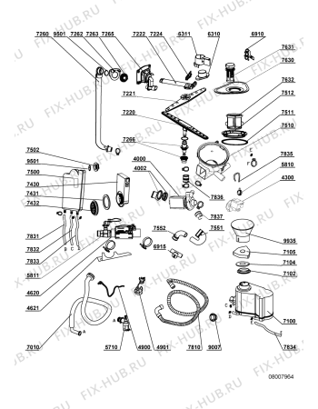 Взрыв-схема посудомоечной машины Whirlpool ADP 1073 IX - Схема узла