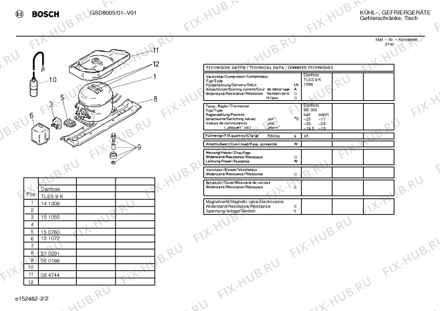 Взрыв-схема холодильника Bosch GSD8005 - Схема узла 02