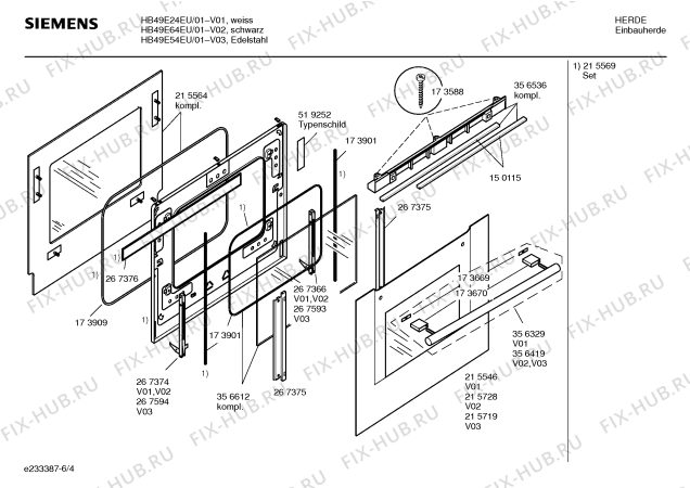 Взрыв-схема плиты (духовки) Siemens HB49E24EU - Схема узла 04