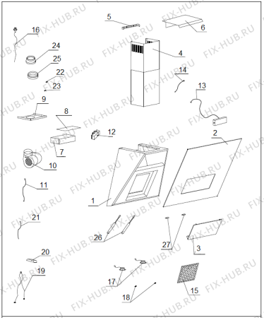 Схема №1 DVG 9545 B (355387, HO 750) с изображением Крышка для вытяжки Gorenje 380791