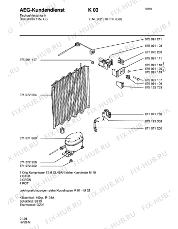 Взрыв-схема холодильника Aeg ARC1152 GS GB - Схема узла Freezer cooling system