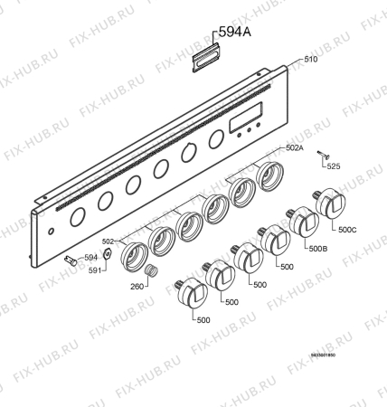 Взрыв-схема плиты (духовки) Electrolux EKK603505W - Схема узла Command panel 037