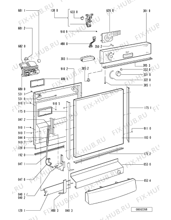 Схема №2 ADP 8540 WH с изображением Обшивка для посудомойки Whirlpool 481245371118