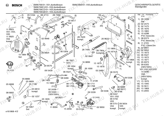 Взрыв-схема посудомоечной машины Bosch SMI6706II - Схема узла 02