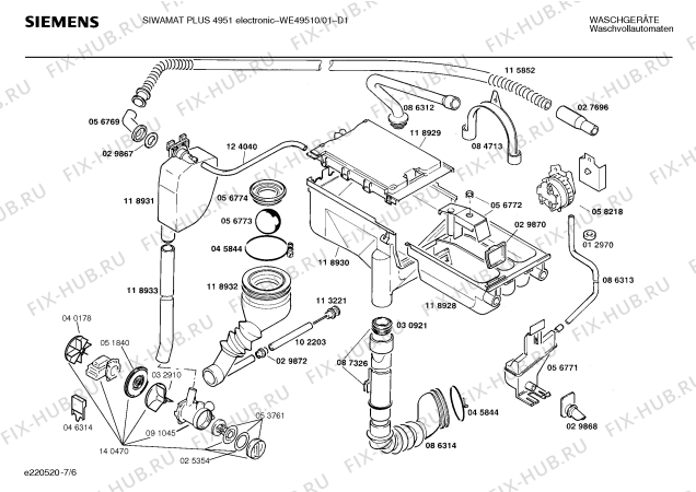 Взрыв-схема стиральной машины Siemens WE49510 SIWAMAT PLUS 4951 ELECTRONIC - Схема узла 06