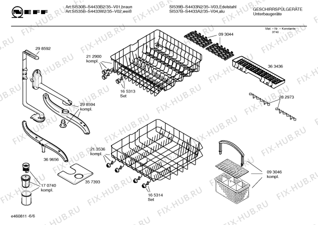 Схема №4 S4433N1 Art.SI539A с изображением Вкладыш в панель для посудомойки Bosch 00361470