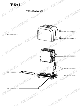 Схема №1 TT330D11/JQB с изображением Кнопка для тостера (фритюрницы) Tefal FS-9100021970