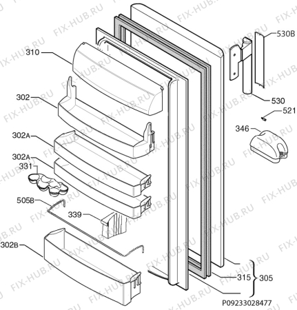 Взрыв-схема холодильника Aeg Electrolux S52900KSW0 - Схема узла Door 003