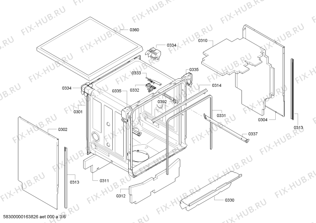 Взрыв-схема посудомоечной машины Siemens SN28N267DE Extraklasse made in germany - Схема узла 03