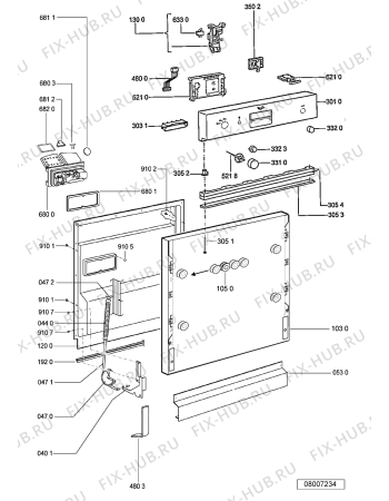 Схема №1 ADG 6330/4 WH n.pr. с изображением Панель для посудомойки Whirlpool 480140100399