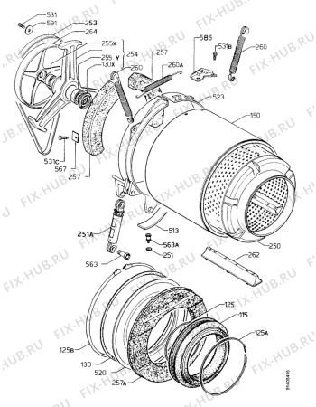 Взрыв-схема стиральной машины Zanussi FLS1276 - Схема узла Drum