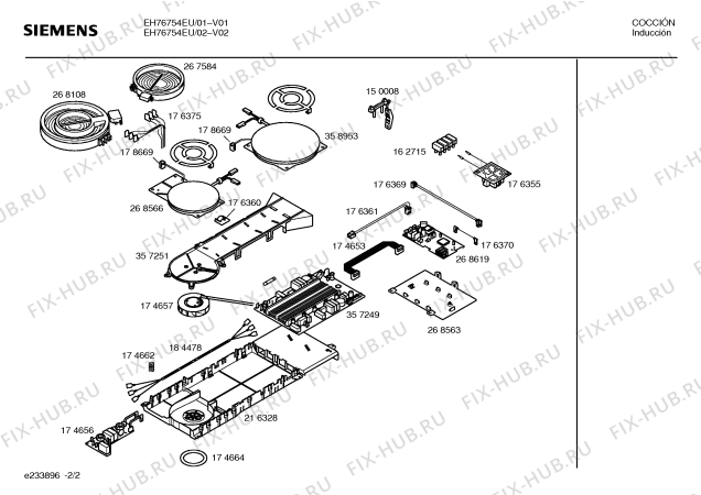 Взрыв-схема плиты (духовки) Siemens EH76754EU - Схема узла 02