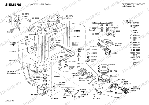 Схема №3 SN57502 с изображением Панель для посудомойки Siemens 00272900