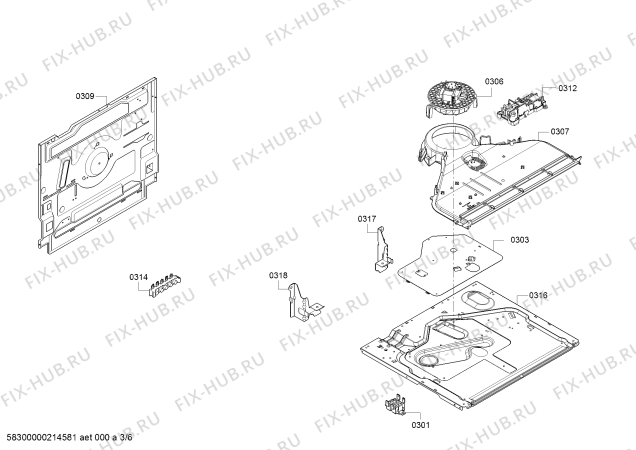 Взрыв-схема плиты (духовки) Bosch HQA054020W - Схема узла 03