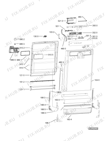 Схема №4 GSF 6600 WH с изображением Обшивка для посудомоечной машины Whirlpool 480140102377