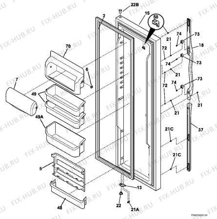 Взрыв-схема холодильника Electrolux ENL6298KS1 - Схема узла Refrigerator door