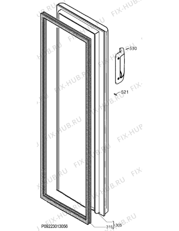 Взрыв-схема холодильника Zoppas PFU422W - Схема узла Door 003