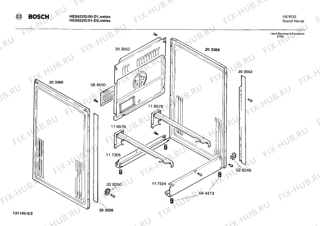 Взрыв-схема плиты (духовки) Bosch HES622G - Схема узла 02