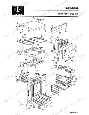 Схема №1 GGC 654 с изображением Кольцо для плиты (духовки) DELONGHI 213075234