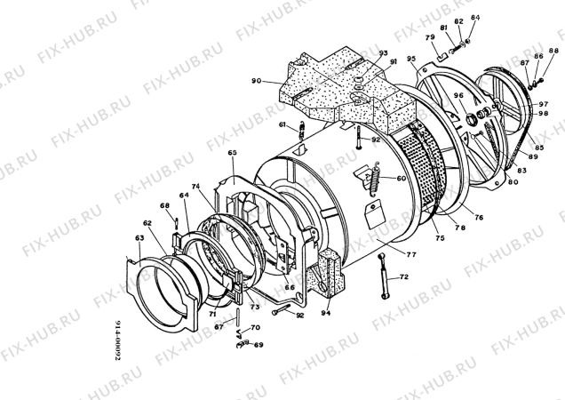 Взрыв-схема стиральной машины Electrolux EW1060C - Схема узла Drum