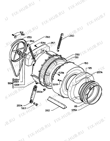 Взрыв-схема стиральной машины Castor CWM1200C - Схема узла Tub and drum