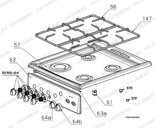 Взрыв-схема плиты (духовки) Electrolux CKG5060W - Схема узла Section 4