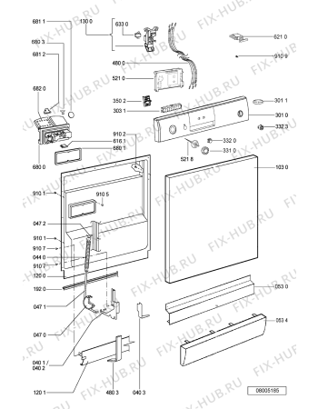 Схема №2 ADP 4425 WH с изображением Панель управления для посудомойки Whirlpool 481245372983