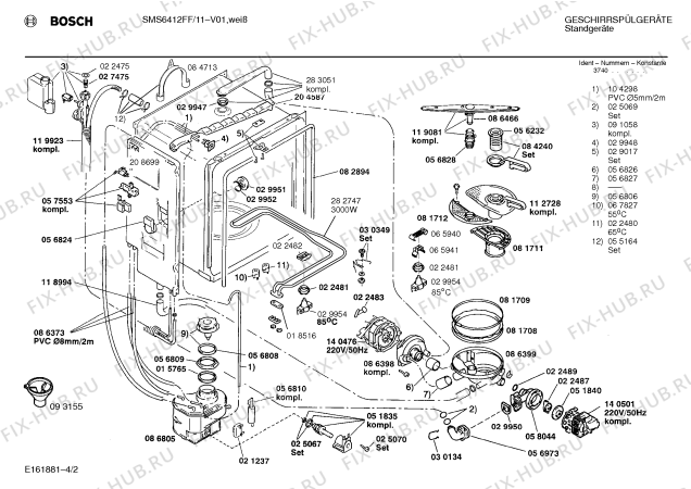 Схема №4 SMS6412FF с изображением Панель для посудомоечной машины Bosch 00288033